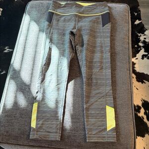 lululemon athletica Charcoal and Neon Yellow Leggings
